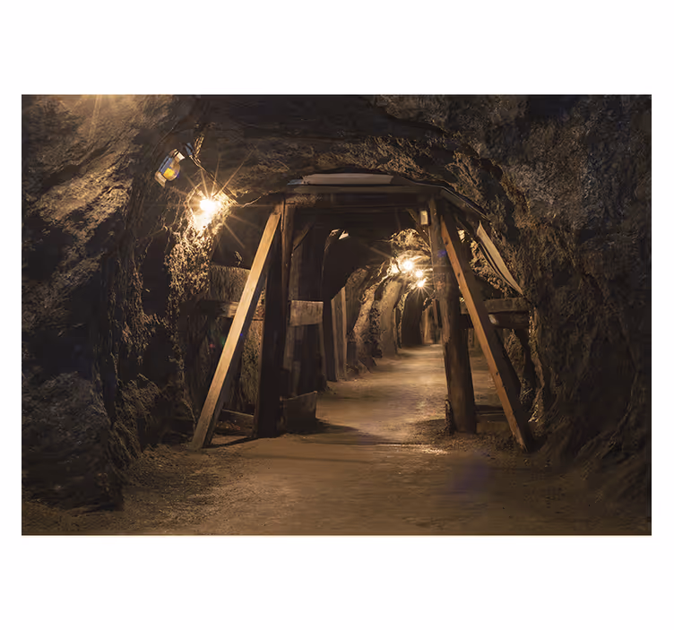 Foto tapete smeđe slika stare drvene zlatne mine - TenStickers