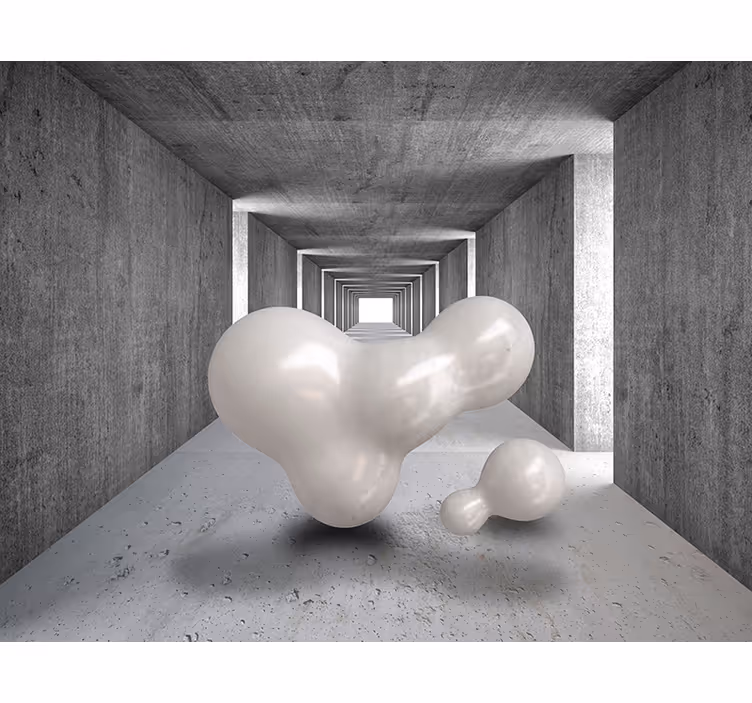 Baloni koji lebde kroz zidni mural tunela 3d - TenStickers