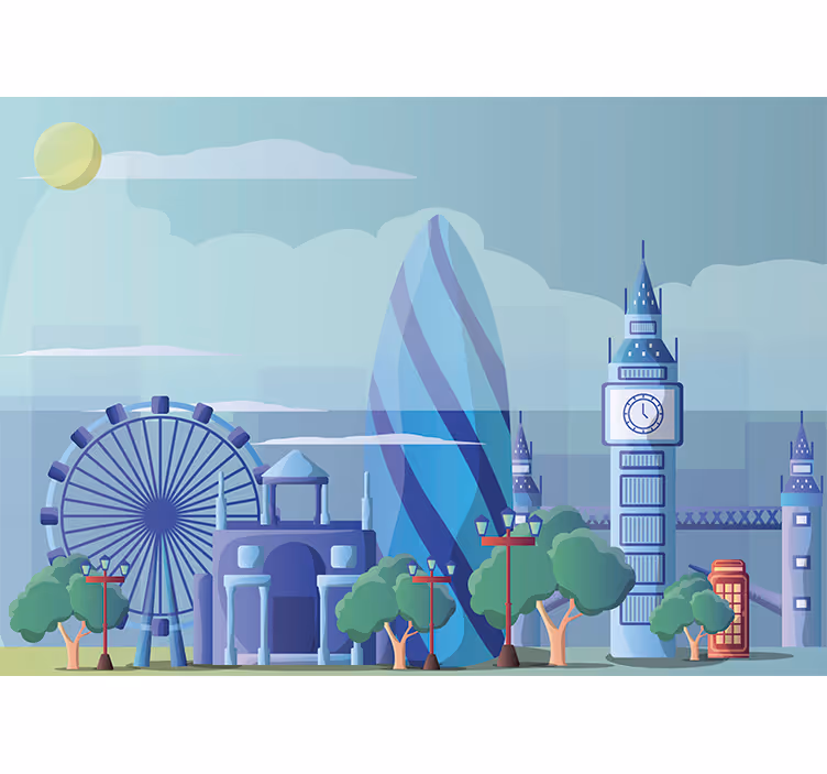 Zidni mural londonske plave dječje sobe - TenStickers
