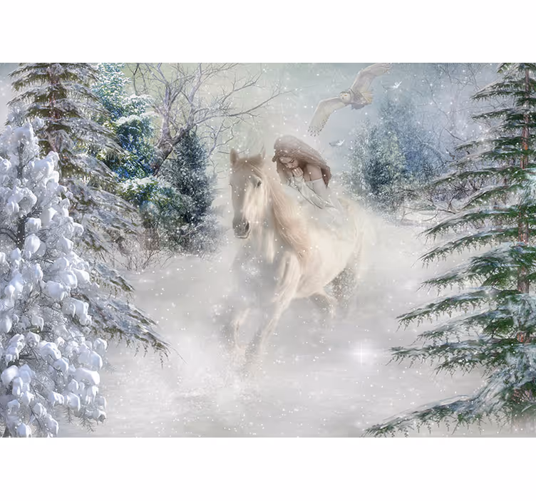 Zidni mural bijelog konja fantasy - TenStickers
