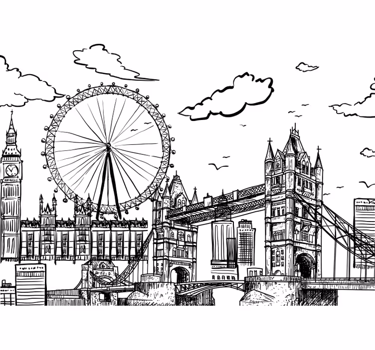 Crtež zidnog murala london - TenStickers