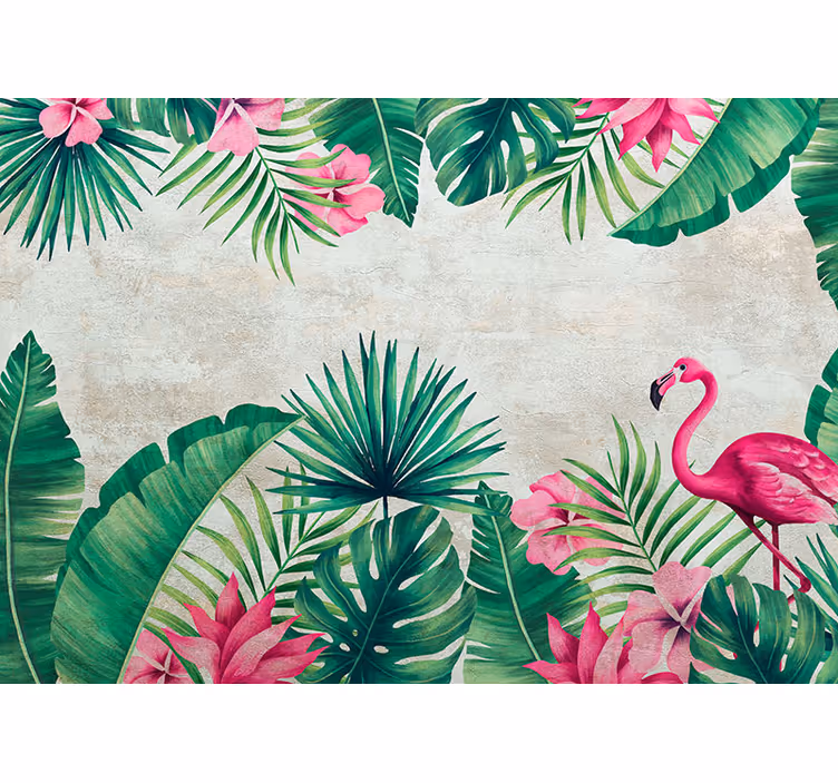 Flamingosi i dlanovi zidni zid - TenStickers