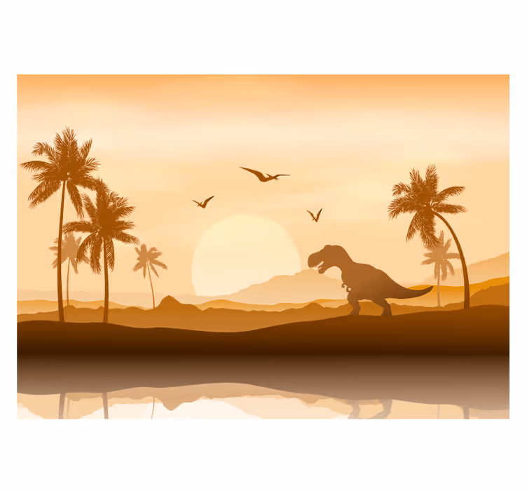 Foto tapete za dječju sobu krajolik zalaska dinosaura - TenStickers