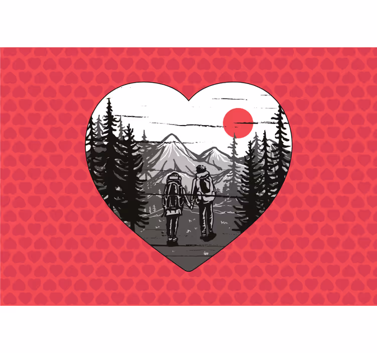 Foto tapete ljubav avantura srca u planinama - TenStickers