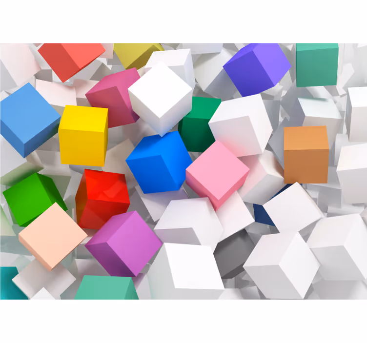 Zidni zid 3d kocke različitih boja 3d - TenStickers