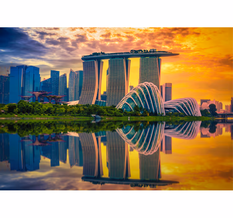Zidne slike i zidne freske odrazi u zaljevu marina bay - TenStickers