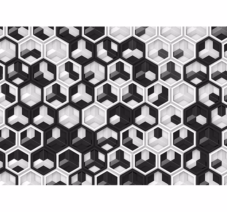 3d crno-bijela geometrija 3d zidni zid - TenStickers