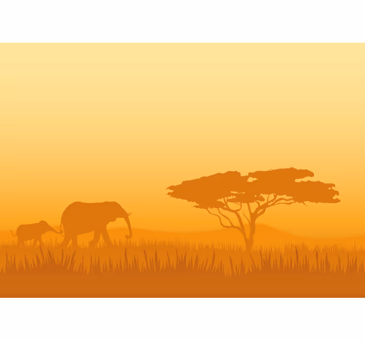 Zidni freske slonovi na safariju - TenStickers