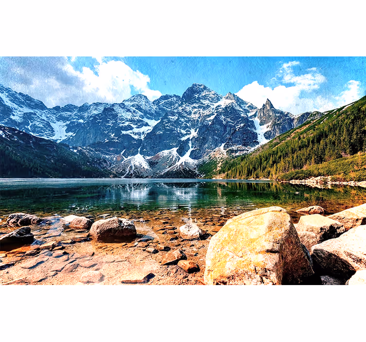 Foto tapeta reflektirajući pogled na planinsko jezero - TenStickers
