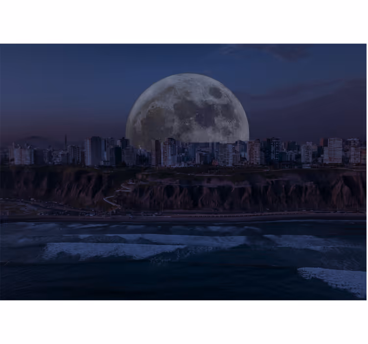 Apstraktni fototapete mjesečinom obasjana gradska panorama - TenStickers