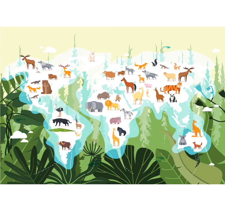 Nordic worldmap for kids mural svjetske mape - TenStickers