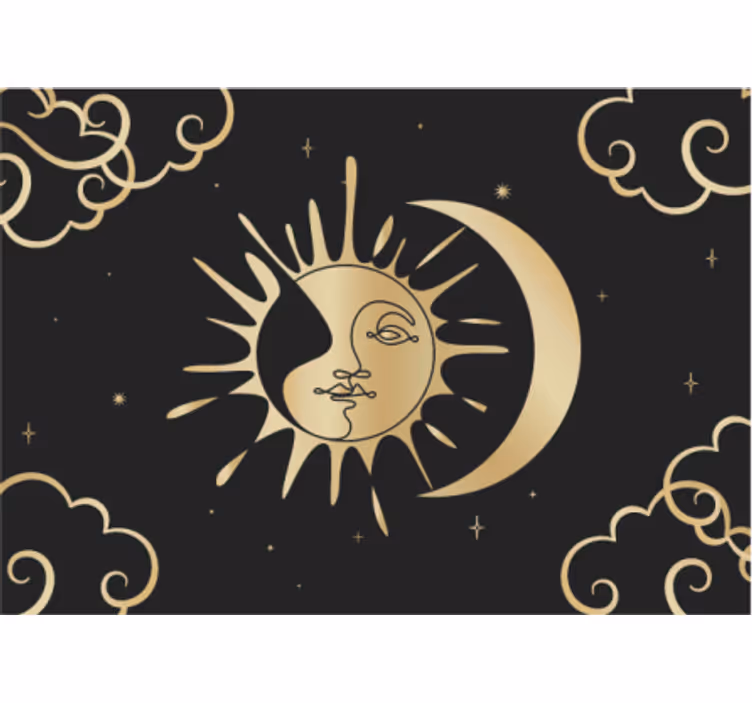 Foto tapete mandale zlatno sunce i mjesec - TenStickers