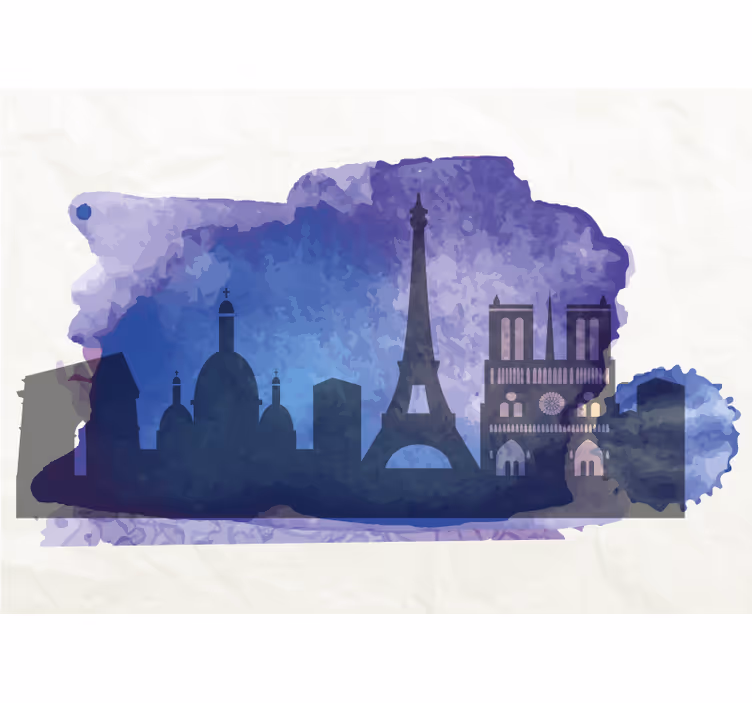 Zidne slike i zidne freske silueta pariške panorame - TenStickers