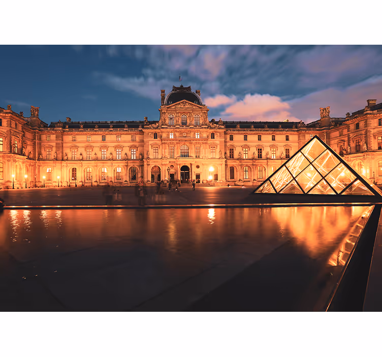 Zidne slike i zidne freske louvre piramida noću - TenStickers