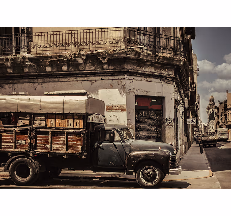 Zidne slike i zidne freske vintage kamion ulica - TenStickers