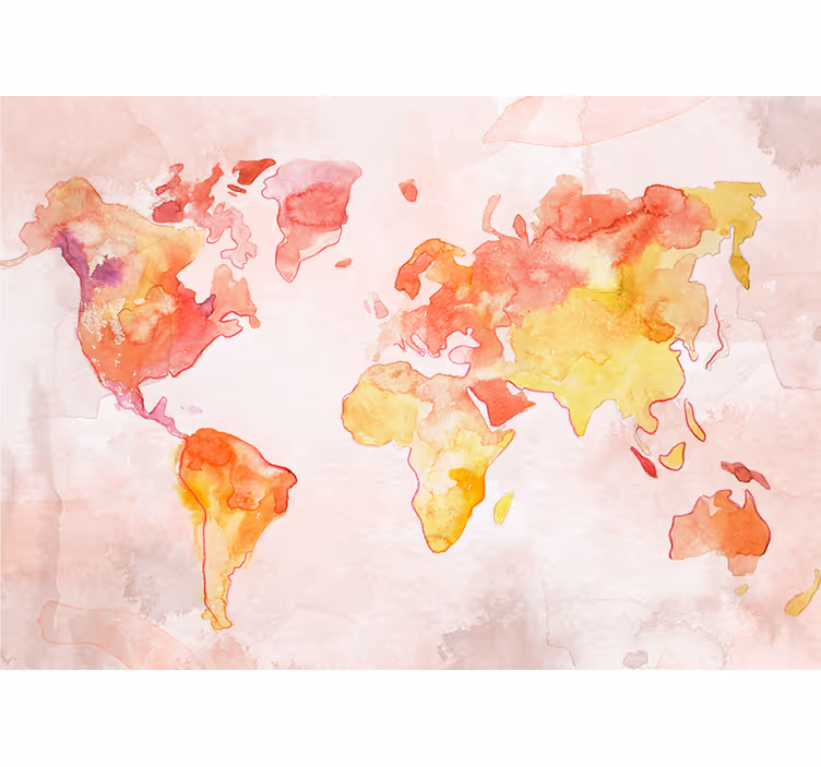 Tapeta karta svijeta akvarelna globalna mapa - TenStickers