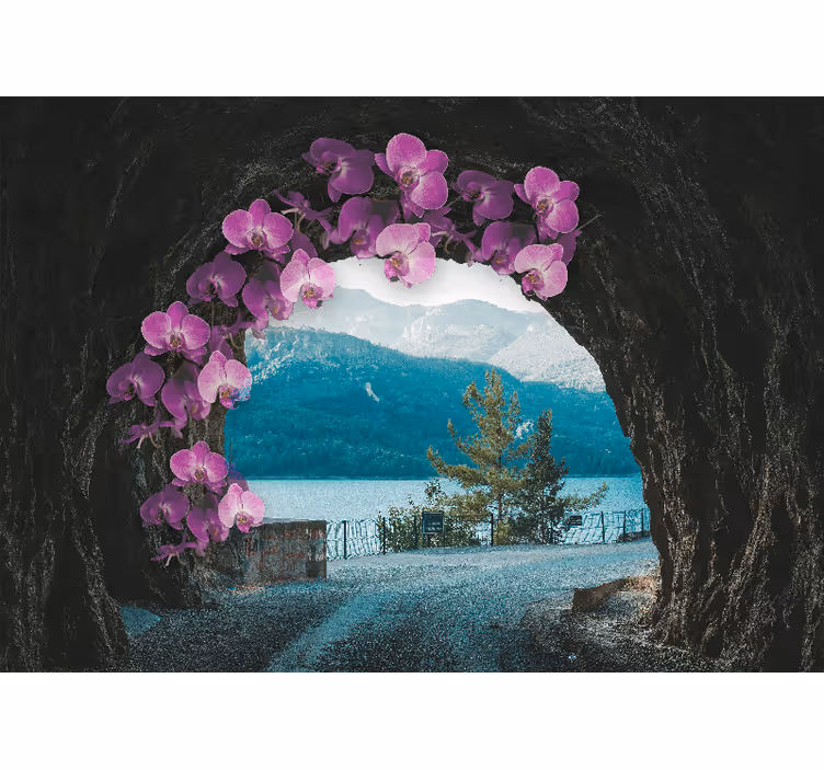 Foto tapete cvijet orhideje uokviruju krajolik - TenStickers