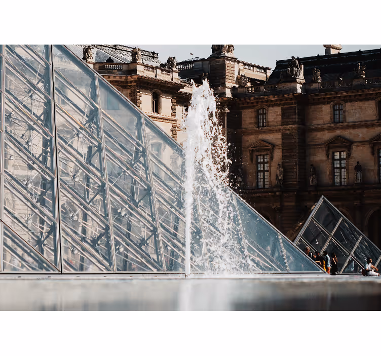 Parisni zidni freske pyramid fontana splash - TenStickers