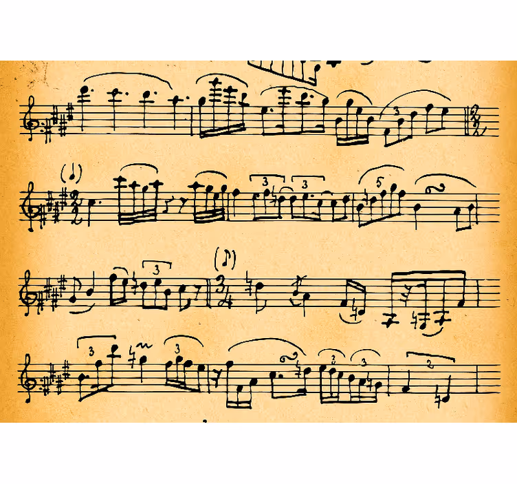 Starinske notne note zidni zid - TenStickers