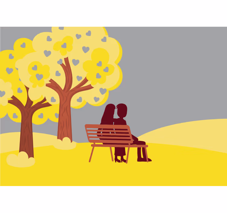 Foto tapete ljubav silueta romantičnog para - TenStickers