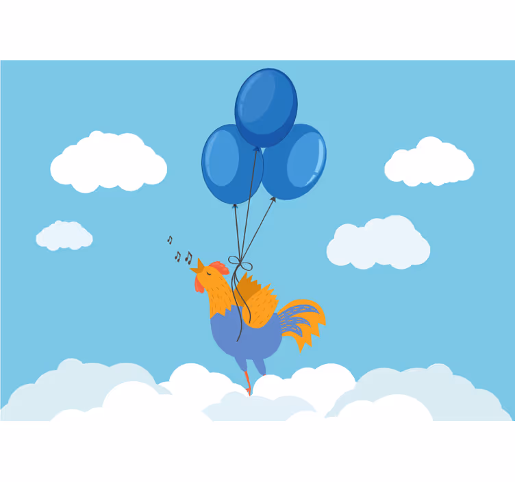 Foto tapete za dječju sobu pjevajući pijetao s balonima - TenStickers