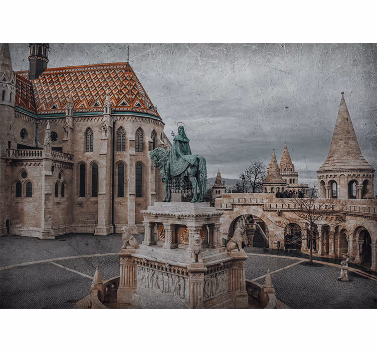 Zidne slike i zidne freske pogled na budimpeštanski dvorac - TenStickers