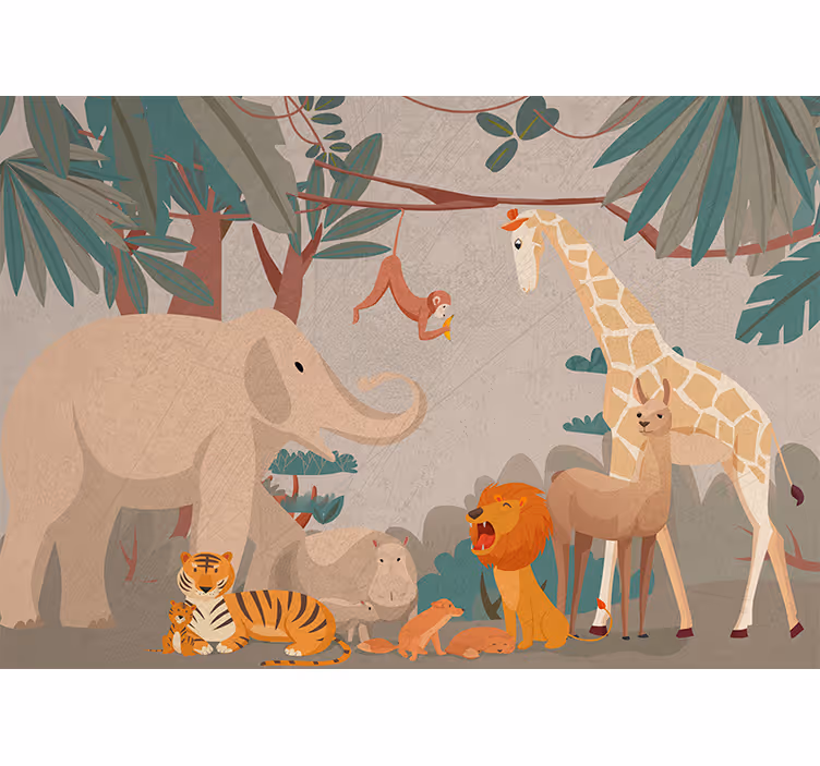 Zidni zid safari flore i faune u prirodi - TenStickers