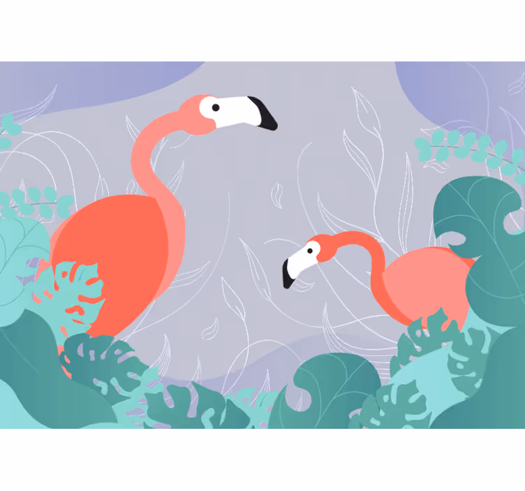 Zidni freske flamingo obitelj - TenStickers