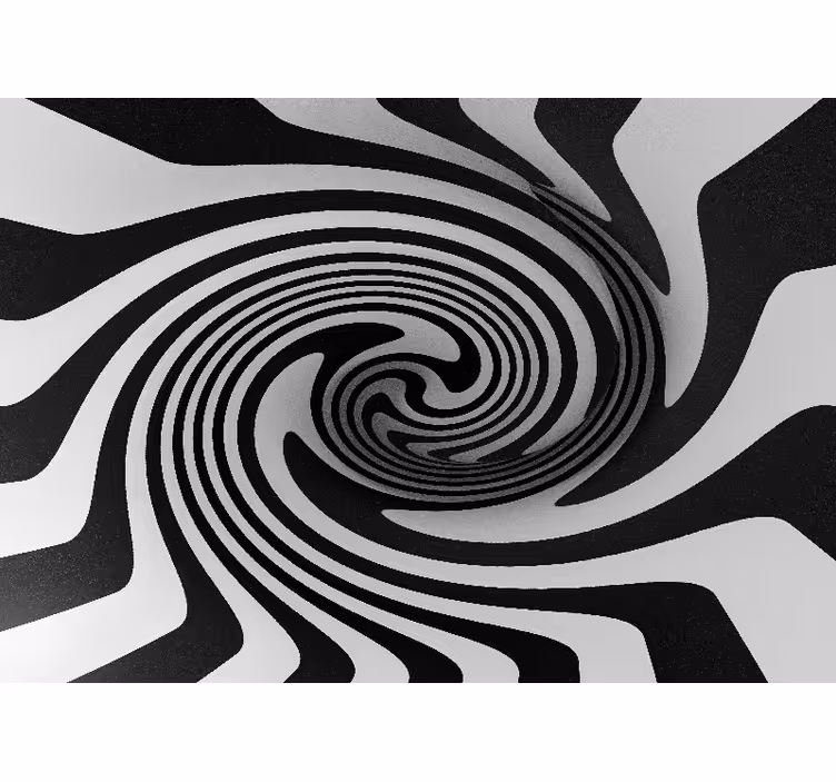 Crno-bijeli beskonačni spiralni 3d zidni zid - TenStickers