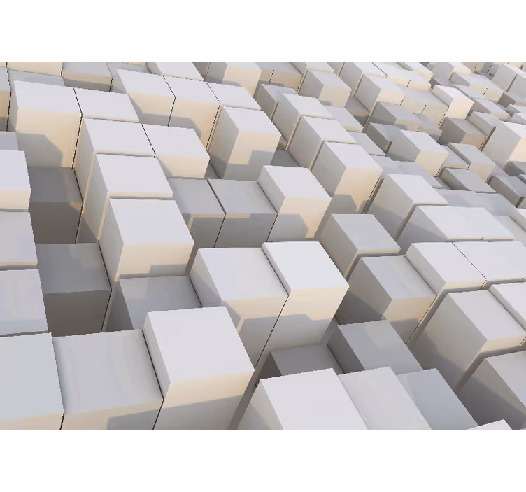 Minimalistički bijele kocke obrubljuju 3d zidni zid - TenStickers