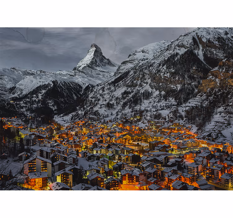 Foto tapete planinski snježna alpska sela - TenStickers