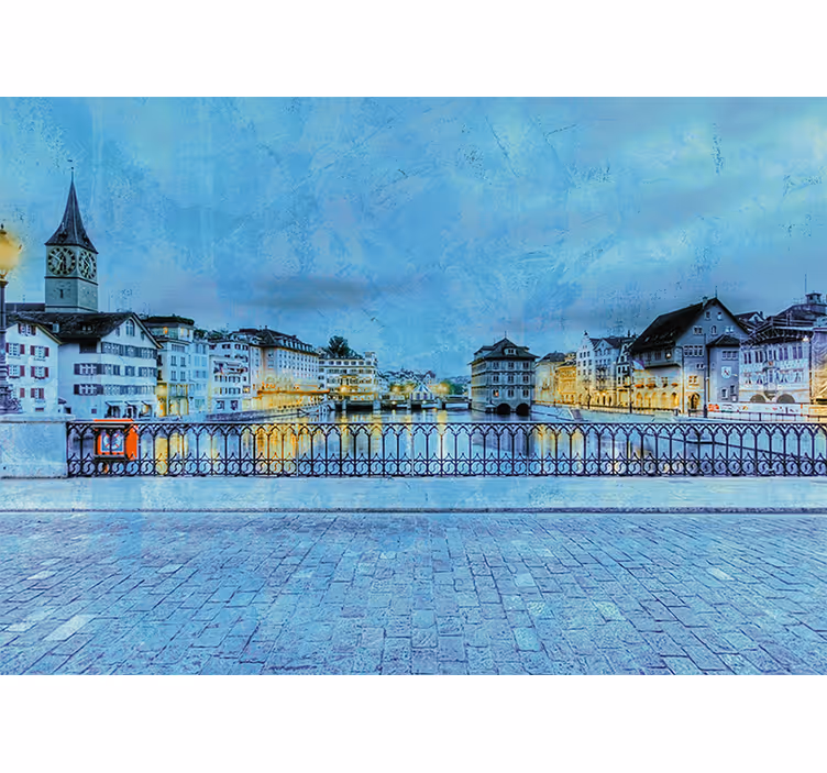 Zidne slike i zidne freske pogled na rijeku zürich - TenStickers
