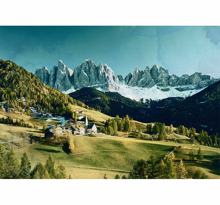 Foto tapeta pejzaž planinskog sela - TenStickers