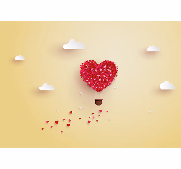 Foto tapete ljubav avantura s balonom u obliku srca - TenStickers
