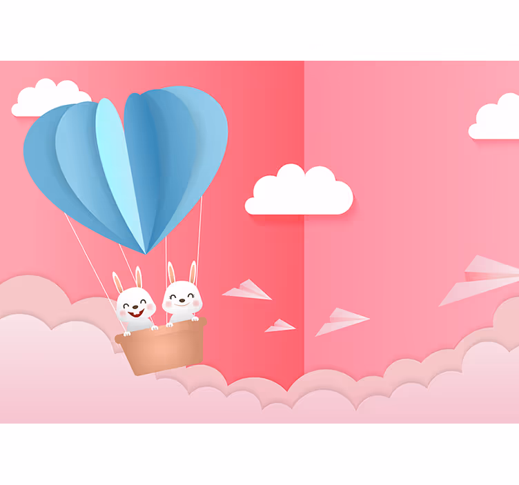 Foto tapete ljubav baloni i zeko - TenStickers