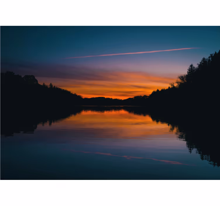 Foto tapeta mirni zalazak sunca na jezeru - TenStickers