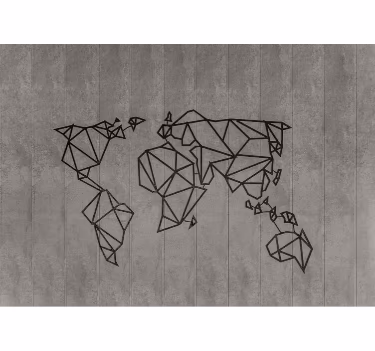 Tapeta karta svijeta geometrijski konturi svijeta - TenStickers