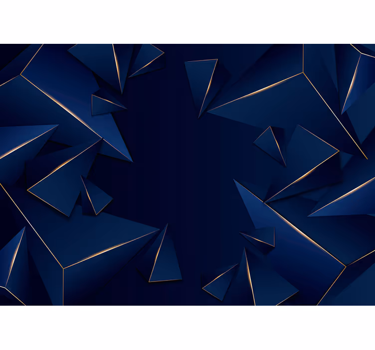 Plavi i zlatni geometrijski uzorak 3d zidni mural - TenStickers