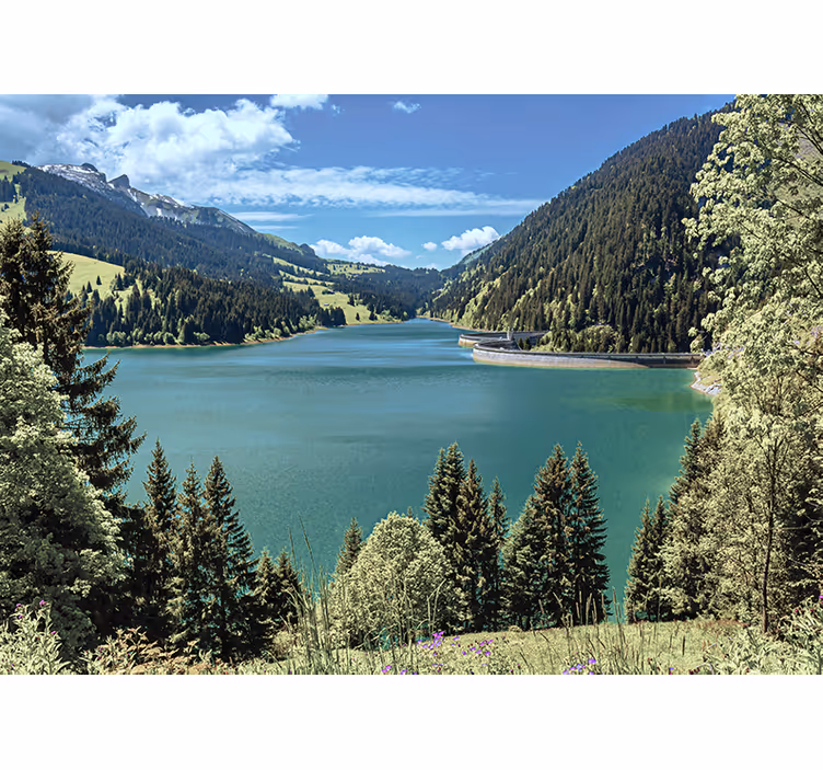 Foto tapeta mirno planinsko jezero - TenStickers