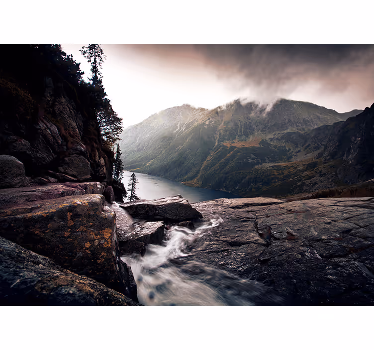 Foto tapeta scenic vista jezera u planinama - TenStickers