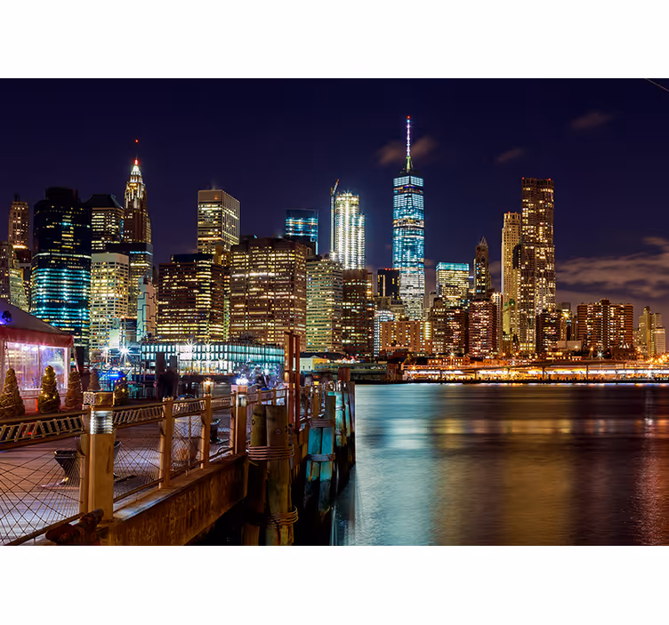 New york zidne pozadine gradski noćni horizont - TenStickers