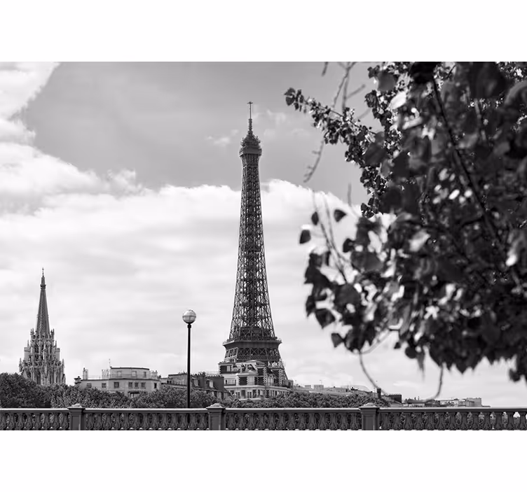 Parisni zidni freske eiffelov toranj urbani krajolik - TenStickers