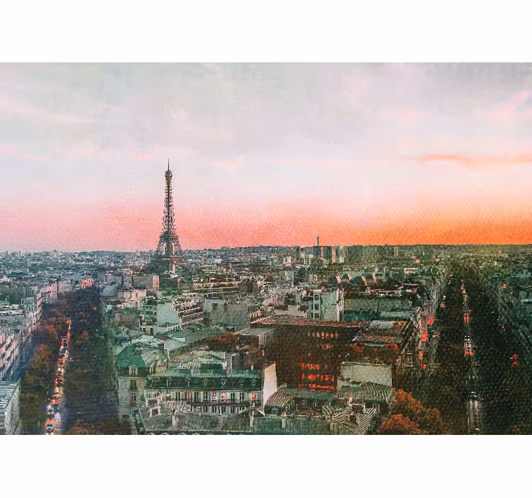 Parisni zidni freske eiffelov toranj pri zalasku sunca - TenStickers