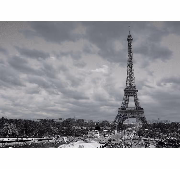 Parisni zidni freske s pogledom na eiffelov toranj - TenStickers