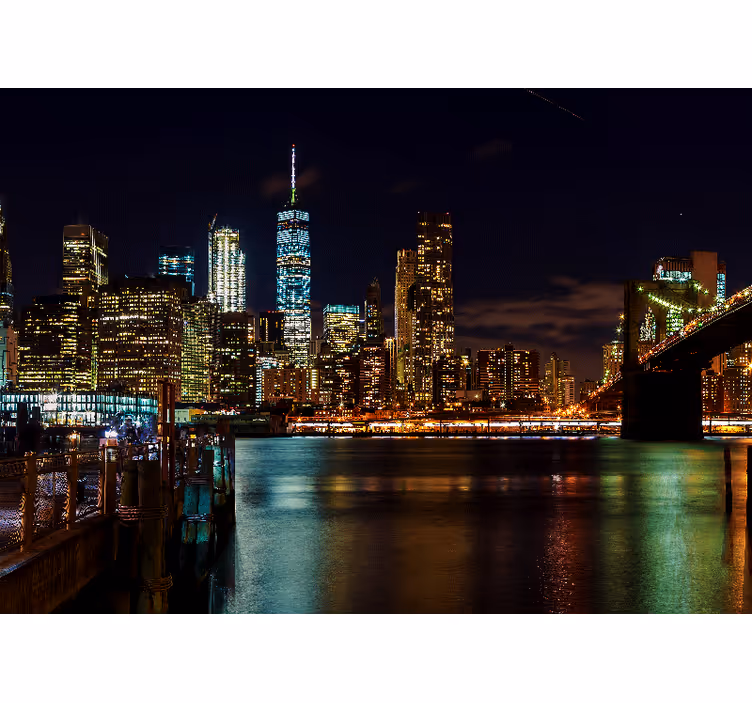 New york zidne pozadine manhattan noćni pejzaž - TenStickers