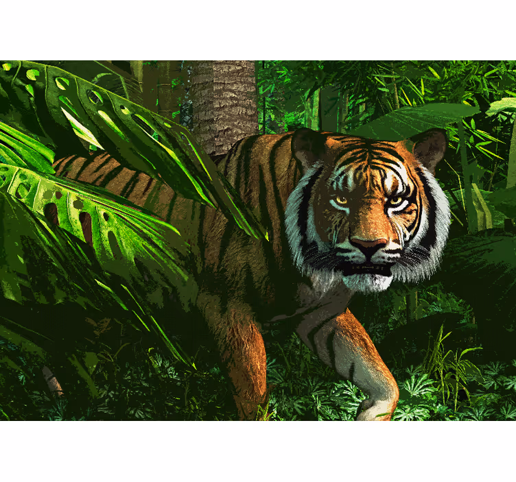 Zidne freske majestatični tigar u lovu - TenStickers