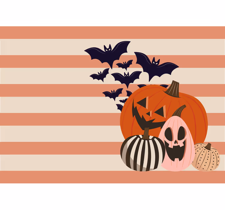 Foto tapete noć vještica jack-o-lanterni i šišmiši - TenStickers