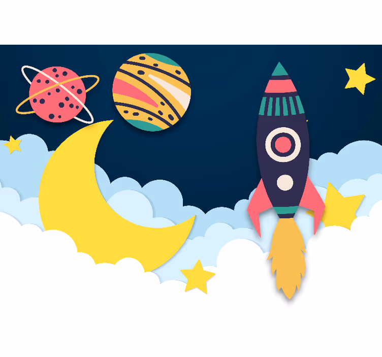 Foto tapete fantazija raketa među planetima - TenStickers