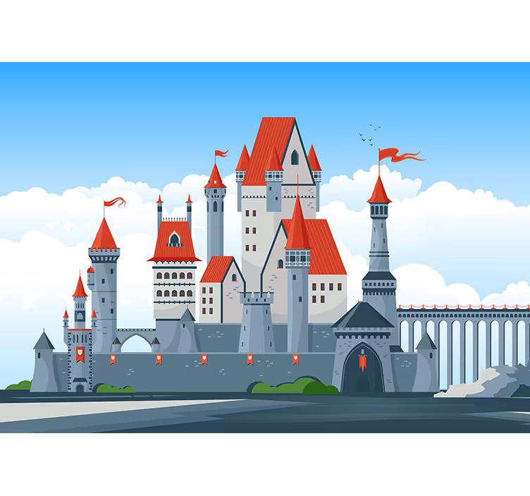 Foto tapete fantazija dvorac s crvenim krovovima - TenStickers