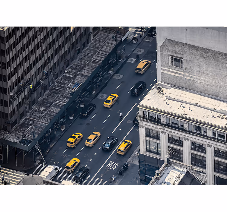 New york zidne pozadine užurbani žuti taksiji - TenStickers